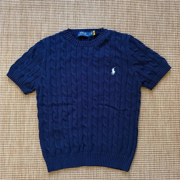 $168 Polo Ralph Lauren cable knit cotton sweater top - Picture 2 of 6